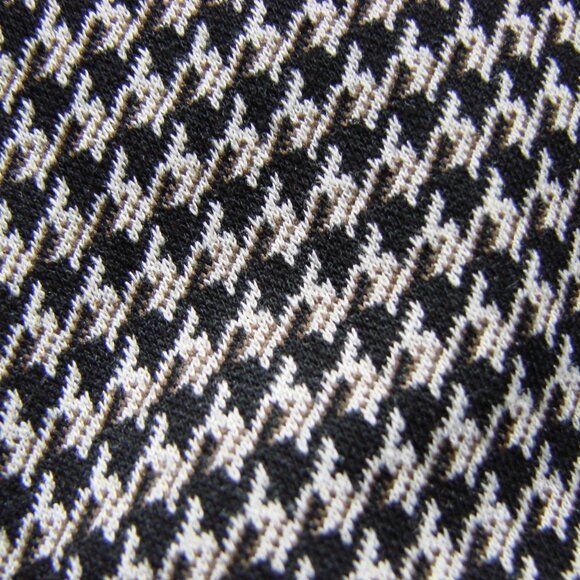 H&M Houndstooth Pants Trousers High Waist Black Brown Cream Stretch Flat Front 2 - Picture 4 of 13